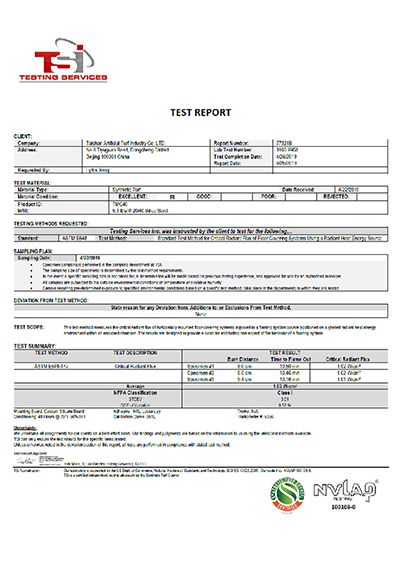 TSI ASTM E648 Radiant Panel Test Report