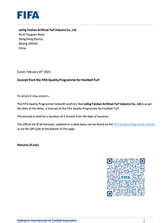 Excerpt from the FIFA Quality Programme for Football Turf