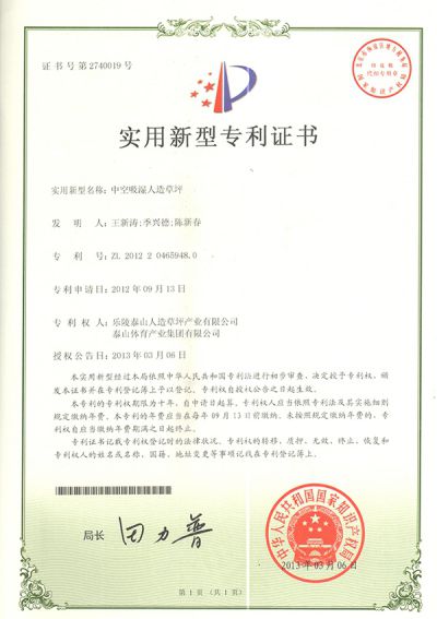 Hollow hygroscopic artificial turf
